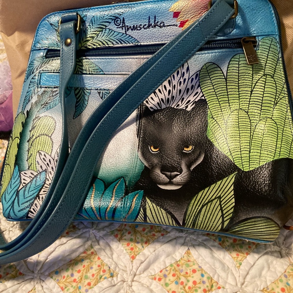 Anuschka Colorful Panther Crossbody Bag - Picture 2 of 8
